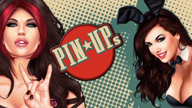 Обои картинки фото рисованное, комиксы, девушки, улыбка, взгляд, фон