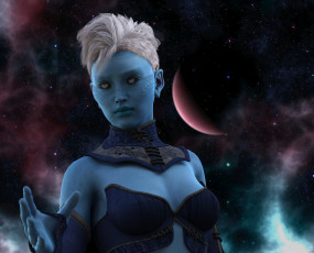 Картинка 3д+графика существа+ creatures девушка взгляд фон