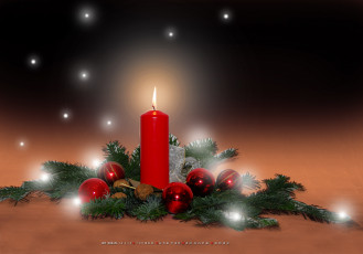 Картинка календари праздники +салюты шар ветка орех свеча игрушка