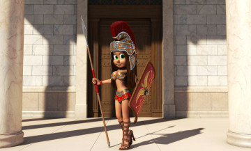 Картинка 3д+графика мультфильмы+и+в+игры фон взгляд девушка