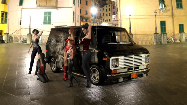 Обои картинки фото 3д графика, существа , creatures, фон, взгляд, девушки