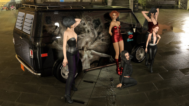 Обои картинки фото 3д графика, существа , creatures, фон, взгляд, девушки