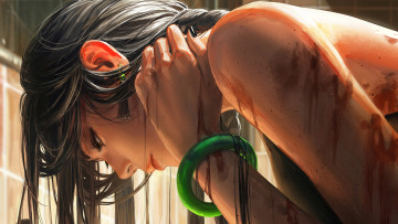 обоя фэнтези, _guweiz, девушка, с, зеленым, браслетом