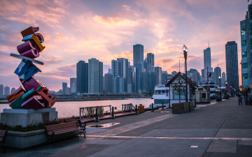 обоя города, чикаго , сша, штат, иллинойс, чикаго, озеро, мичиган