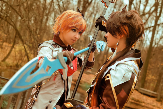 Обои картинки фото дэмиэн дейтра,  anri fortescue, девушки, - креатив,  косплей, образы, костюмы