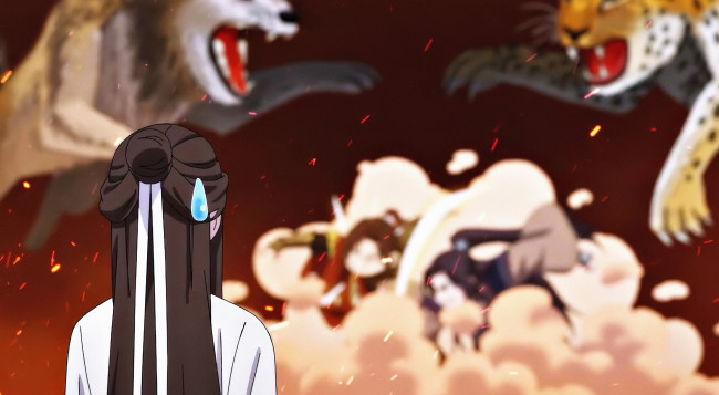 Обои картинки фото аниме, tian guan ci fu, персонажи, драка, се, лянь