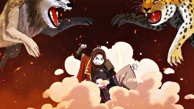 Обои картинки фото аниме, tian guan ci fu, персонажи, драка