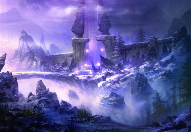 Обои картинки фото видео игры, nine communities, крепость, мост, магия