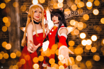 обоя девушки, карина салахутдинова , tenletters, подруги, образы, косплей, наряды, костюмы, новый, год, блики