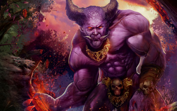 Картинка фэнтези демоны огонь череп