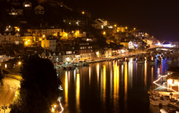 Картинка лоо+корнуолл+англия города -+огни+ночного+города дома река ночь огни корнуолл англия лоо