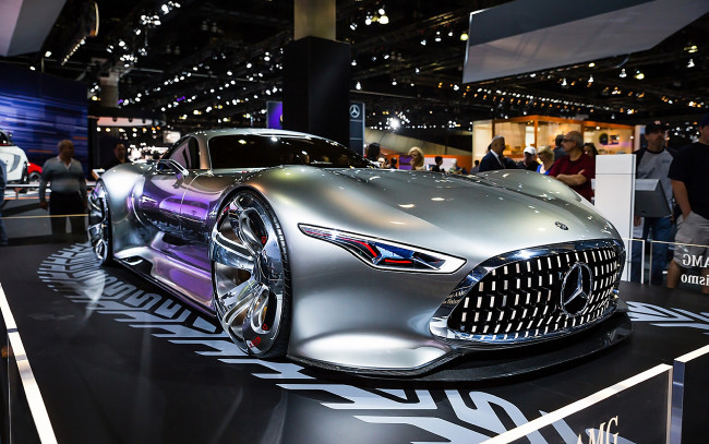 Обои картинки фото автомобили, выставки и уличные фото, amg, benz, серебристый, серый, turismo, gran, mercedes, vision