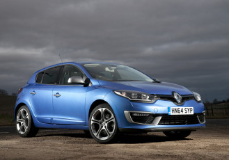 обоя автомобили, renault, синий, 2015г, uk-spec, gt, 220, mеgane