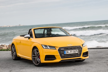 обоя автомобили, audi, 8s, roadster, tts, 2014г, желтый