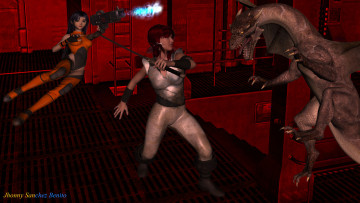 Картинка 3д+графика фантазия+ fantasy девушки взгляд фон оружие дракон драка