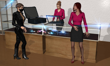 Картинка diamonds+shine 3д+графика фантазия+ fantasy диаманты магазин фон взгляд девушки