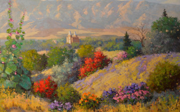 Картинка рисованное живопись растения пейзаж