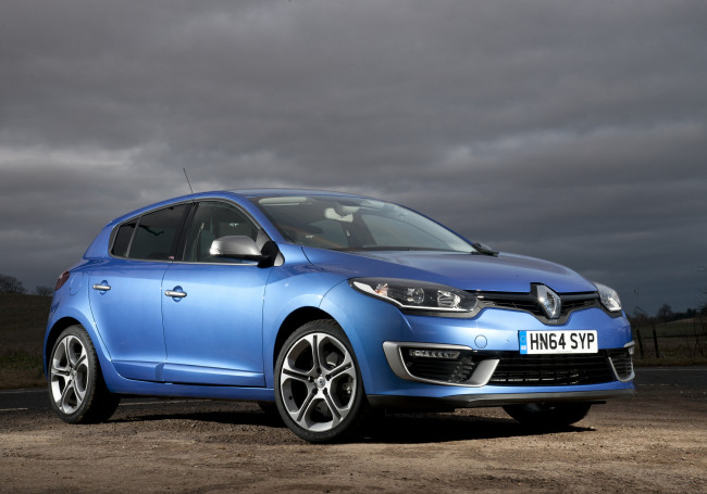 Обои картинки фото автомобили, renault, синий, 2015г, uk-spec, gt, 220, mеgane