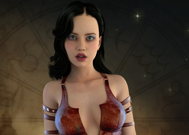 Обои картинки фото 3д графика, люди , people, девушка, взгляд, фон