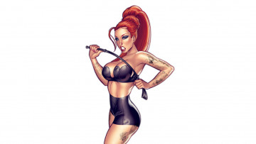 Картинка рисованное люди тату хлыст корсет фон девушка