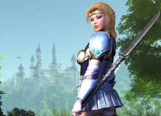 Картинка 3д+графика эльфы+ elves эльфийка взгляд фон оружие