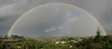 Картинка природа радуга небо тучи долина пейзаж вид