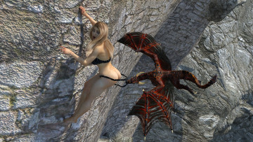 Картинка 3д+графика фантазия+ fantasy девушка взгляд фон дракон