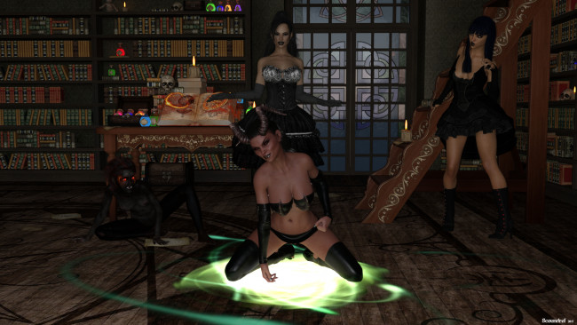 Обои картинки фото wicked magic, 3д графика, фантазия , fantasy, девушки, взгляд, фон