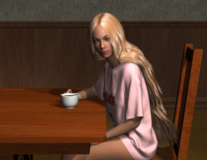 Картинка 3д+графика люди+ people девушка взгляд фон