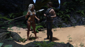 Картинка 3д+графика амазонки+ amazon девушка взгляд фон