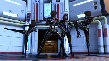 Картинка 3д+графика фантазия+ fantasy девушки взгляд фон оружие