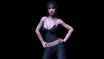 Картинка 3д+графика люди+ people девушка взгляд фон