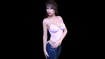 Картинка 3д+графика люди+ people девушка взгляд фон