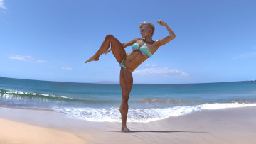 Картинка 3д+графика спорт+ sport девушка взгляд фон