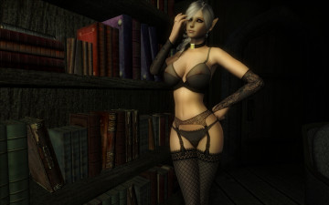 Картинка 3д+графика эльфы+ elves книги эльф взгляд фон девушка