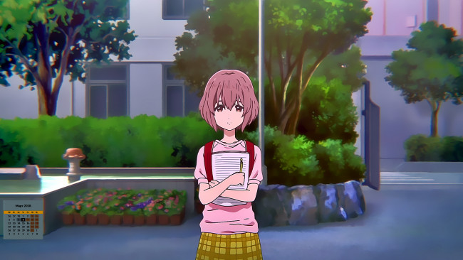 Обои картинки фото календари, аниме, девочка, взгляд, 2018