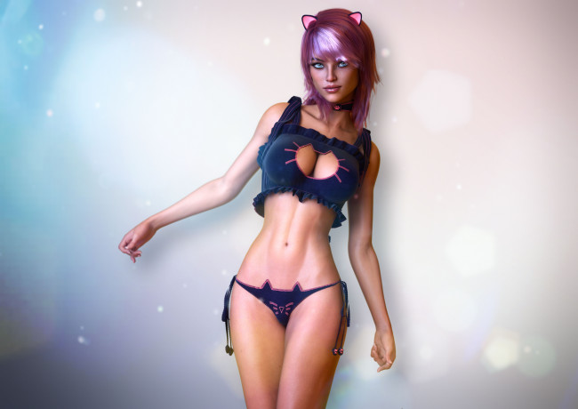 Обои картинки фото 3д графика, фантазия , fantasy, фон, взгляд, девушка