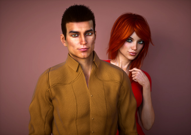 Обои картинки фото 3д графика, люди , people, взгляд, фон, девушка