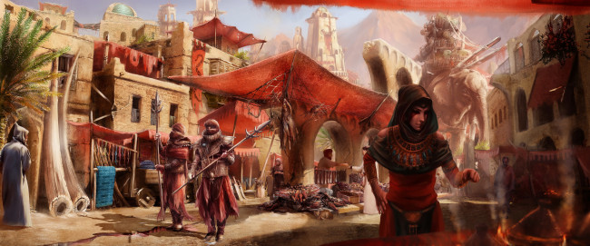 Обои картинки фото видео игры, the lord of the rings,  the battle for middle-earth ii - rise of the witch-king, слон, город, мужчины, девушка, фон