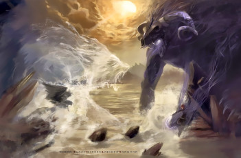 Картинка календари фэнтези рога монстр водоем бой calendar 2020