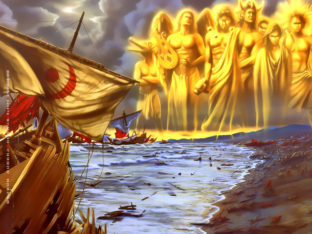 Обои картинки фото календари, фэнтези, парусник, водоем, кораблекрушение, бог, вода, calendar, 2020