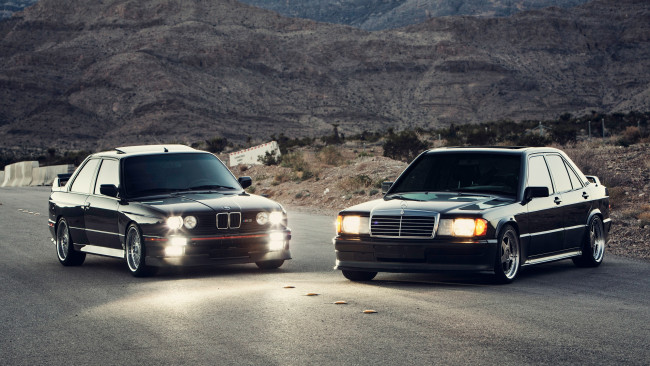 Обои картинки фото автомобили, разные вместе, bmw, m3, mercedes-benz, 190e