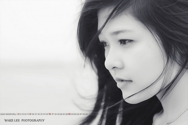 Обои картинки фото календари, компьютерный дизайн, профиль, лицо, азиатка, девушка, женщина, calendar, 2020