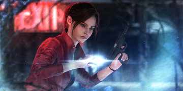 Картинка видео+игры resident+evil девушка фон фонарик пистолет
