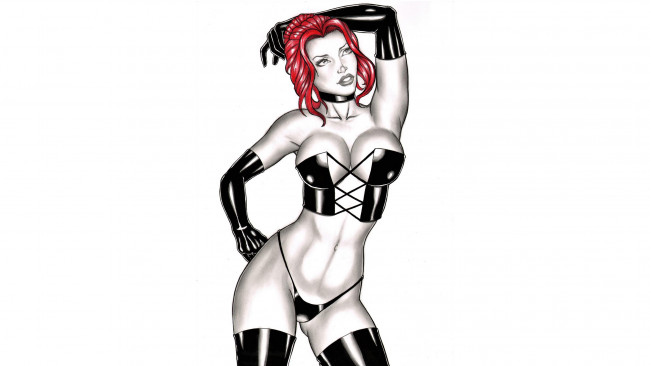 Обои картинки фото рисованное, elberty oliveira, девушка, фон, корсет, перчатки