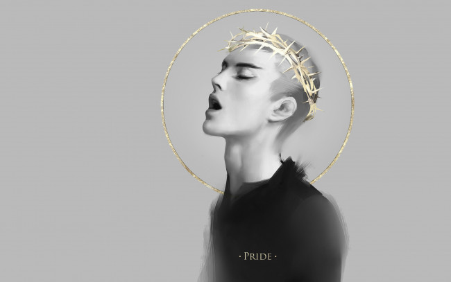 Обои картинки фото рисованное, люди, парень, венец, грех, гордыня