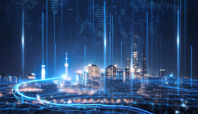 Обои картинки фото разное, компьютерный дизайн, город, огни, сеть, свечение