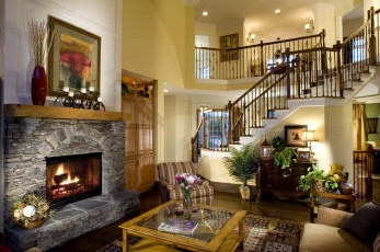 Картинка интерьер камины лестница