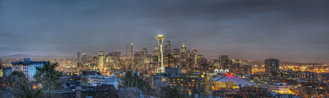Обои картинки фото seattle, города, сиэтл, сша, ночной, город, здания