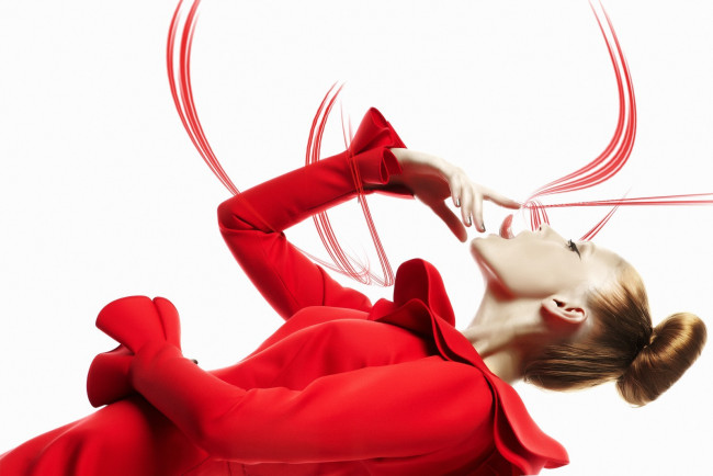 Обои картинки фото -Unsort Креатив, девушки, unsort, креатив, прическа, красный, язык